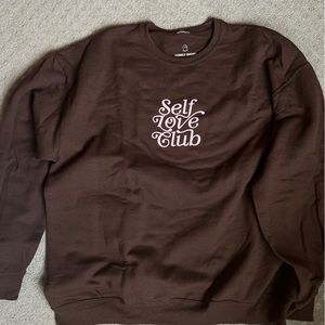 LONELY GHOST - self love club crew. Size XL. brown and pink.